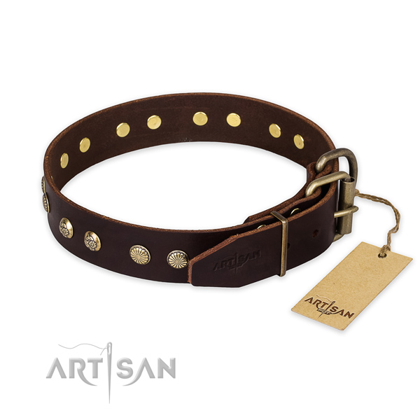 Rust-proof fittings on genuine leather collar for your beautiful canine