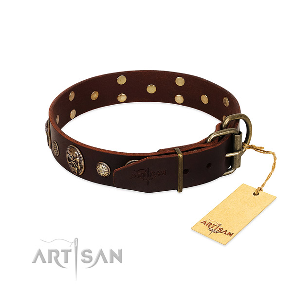 Corrosion resistant studs on easy wearing dog collar