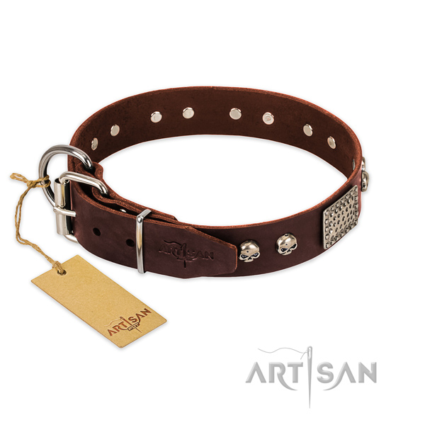 Strong D-ring on comfy wearing dog collar