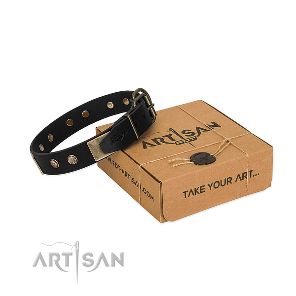 Reliable D-ring on dog collar for comfy wearing