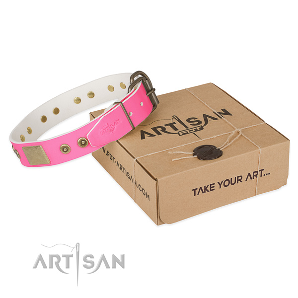 Corrosion resistant D-ring on dog collar for easy wearing