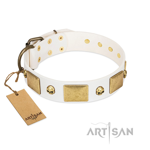 Top rate full grain genuine leather collar crafted for your four-legged friend