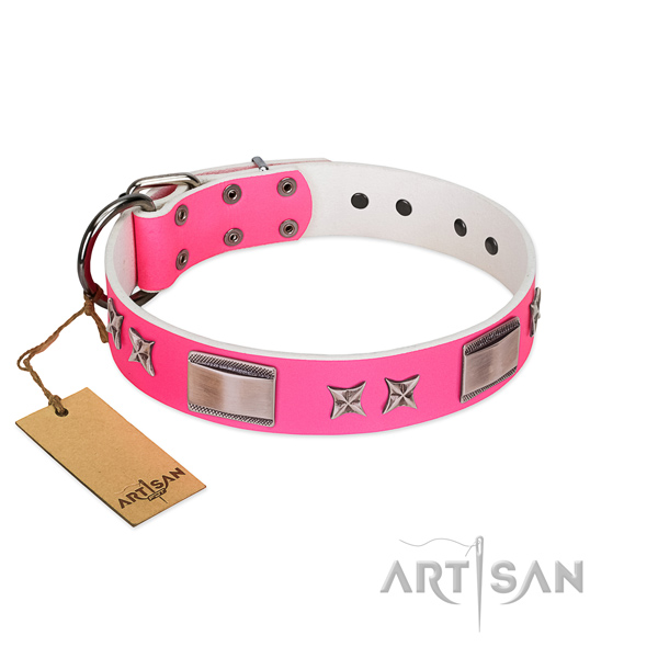 Comfortable collar of full grain natural leather for your canine