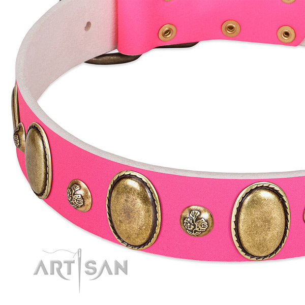 Comfy wearing best quality full grain genuine leather dog collar