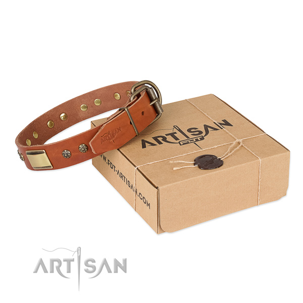 Perfect fit full grain genuine leather collar for your attractive doggie