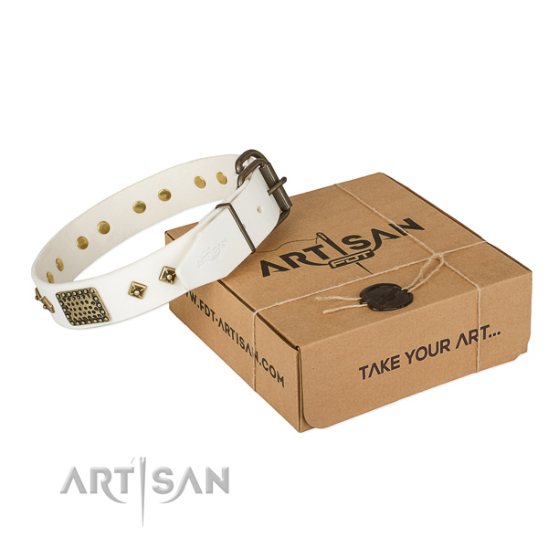 Convenient full grain natural leather collar for your attractive pet