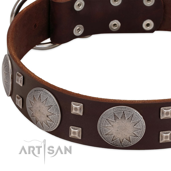 Everyday use high quality genuine leather dog collar