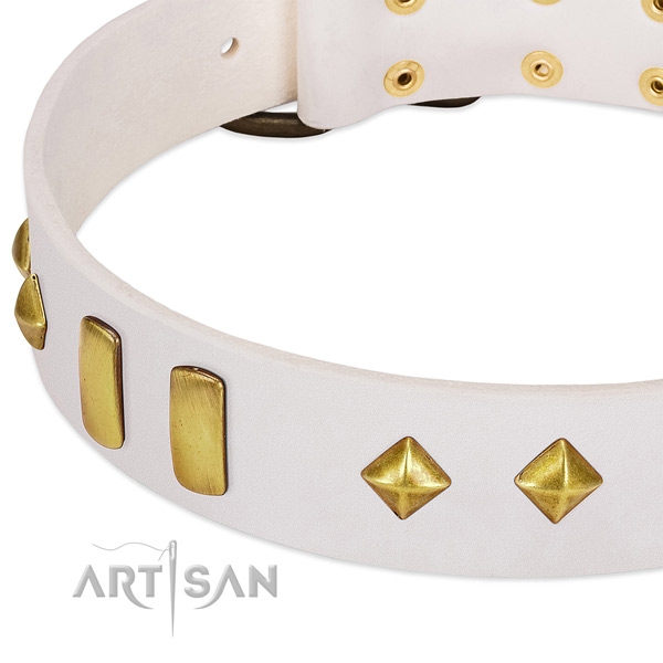Soft to touch full grain genuine leather dog collar with strong traditional buckle