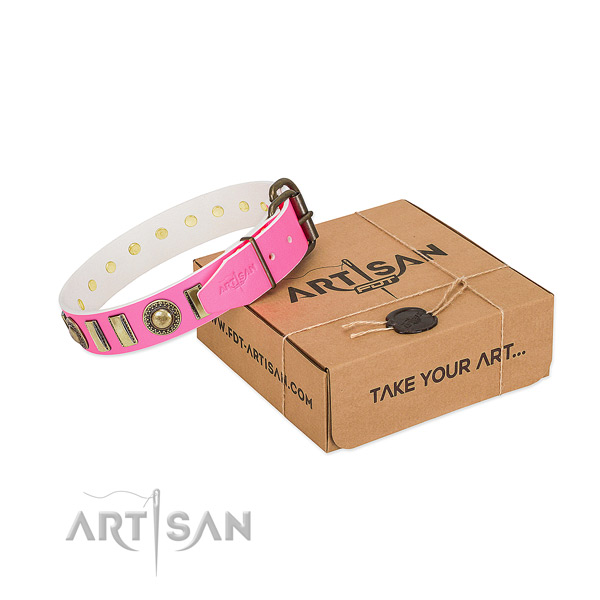 Durable natural leather dog collar crafted for your pet