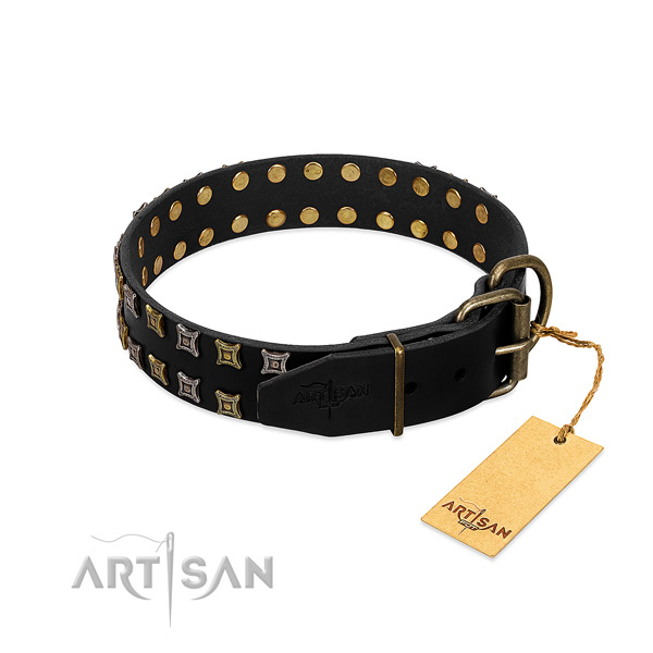 Soft to touch natural leather dog collar handcrafted for your pet