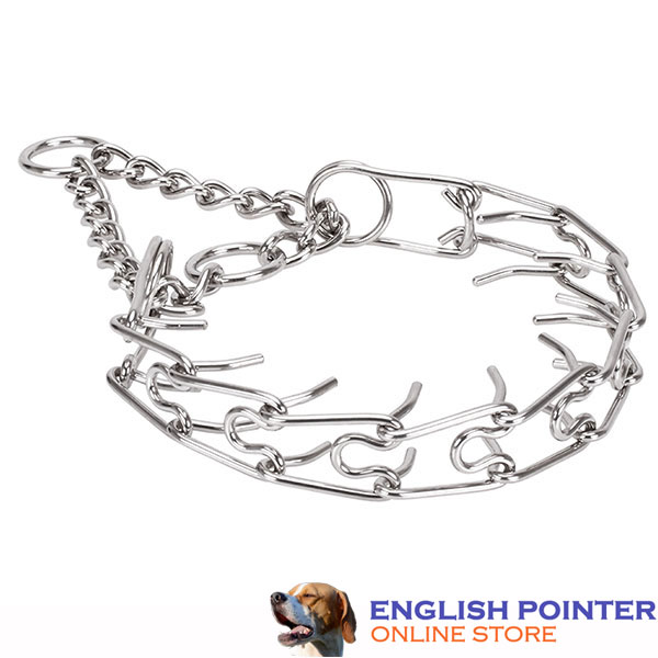 Durable rust proof dog prong collar with stainless steel removable prongs