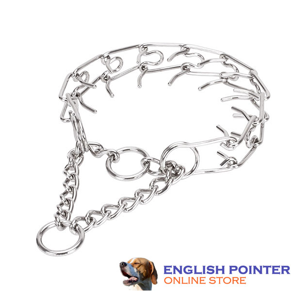 Stainless steel dog pinch collar with removable links for large canines