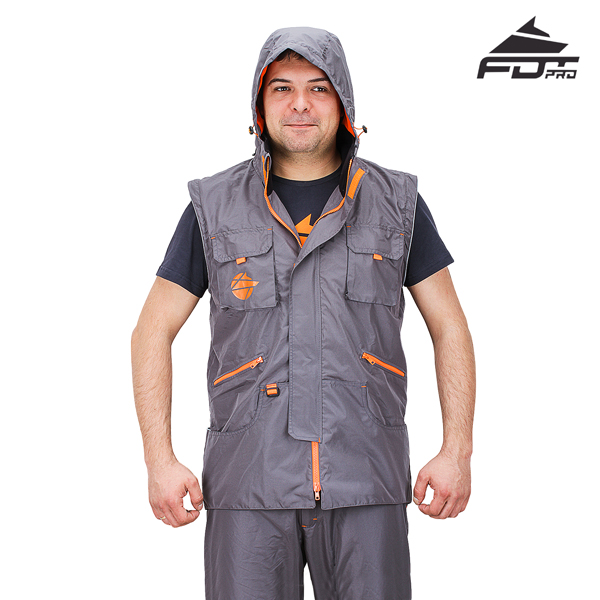 Dog Tracking Jacket of Grey Color with Comfortable Hood