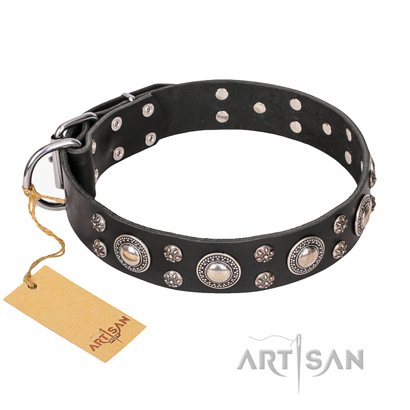 "Vintage Necklace" FDT Artisan Studded Black Leather English Pointer Collar