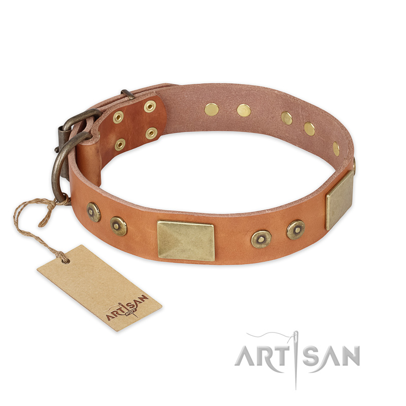 "The Middle Ages" FDT Artisan Handcrafted Tan Leather English Pointer Collar