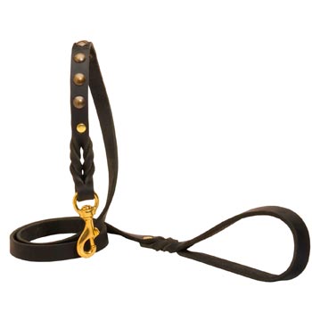 Training Leather Dog Leash Skillfully Studded for English Pointer