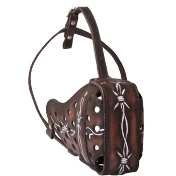 Hand Painted Leather English Pointer Muzzle for Dog Training